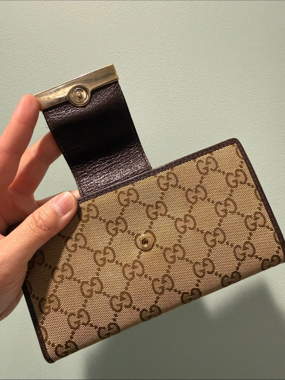 Gucci Brown GG Canvas Wallet with Sherry Line - Picture 5 of 12